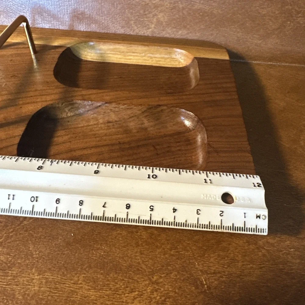 Vtg Mid Century Men's Brown Wood & Brass Jewelry Valet Desk Organizer Caddy MCM